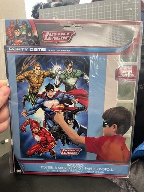 Justice League PARTY GAME POSTER ~ Birthday Supplies Decorations Activity New!!!