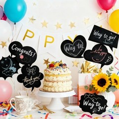 10pcs Black Photo Booth Props Kit for Wedding Birthday Party