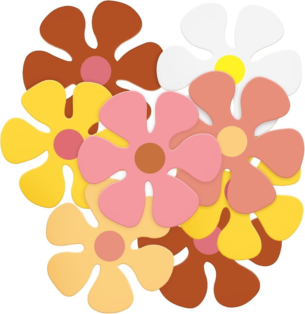 Retro Flower Cutouts Daisy Decor Hippie Paper Cutouts for Birthday