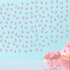 100 PCS Number 3 Confetti, Pink Glitter Paper Scatter, Birthday Party Decor
