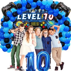 90PCS 10th Video Game Party Decorations for Boys – Blue 10th Video Game Backd…