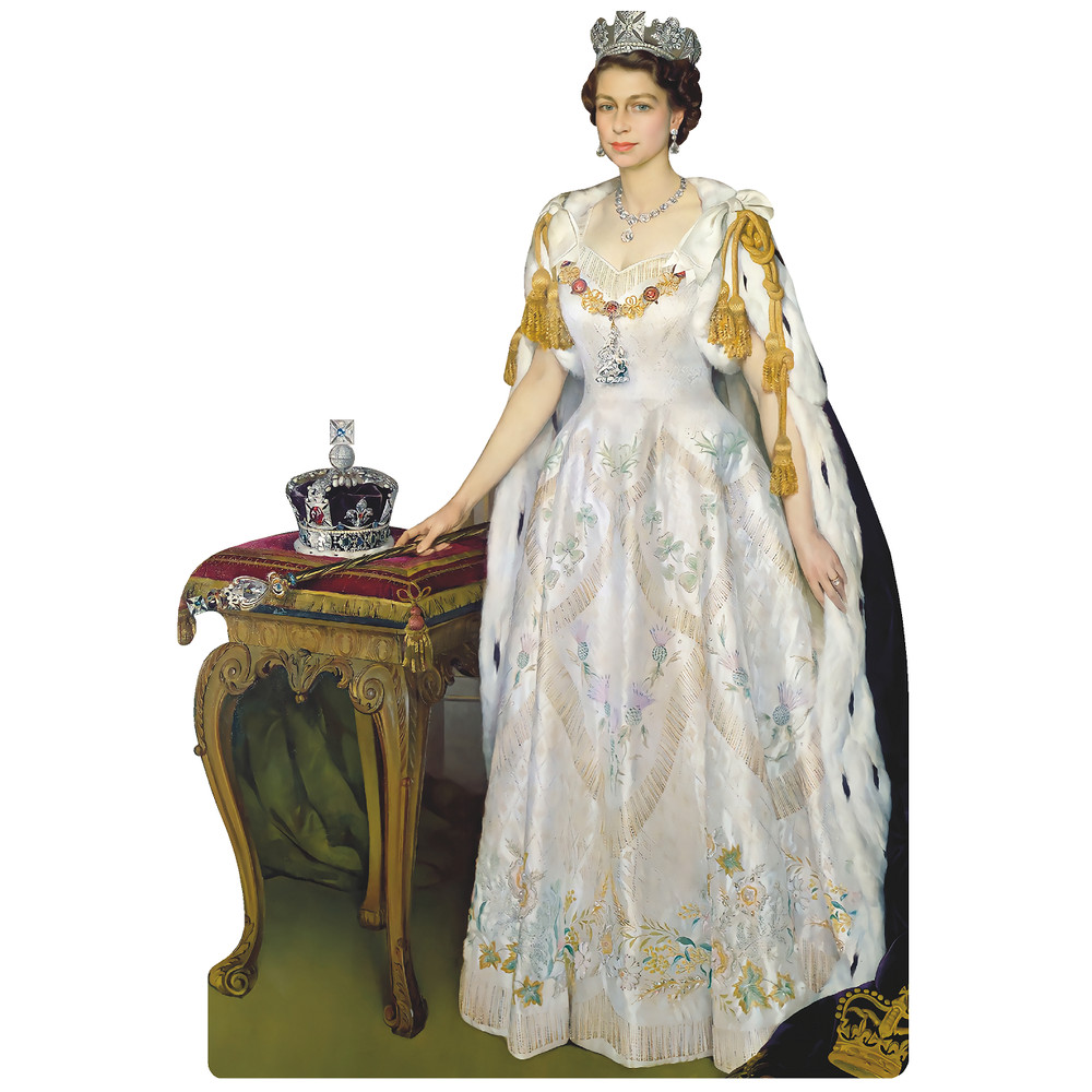10529 Queen Elizabeth II Coronation Robes 1950s Cardboard Cutout Standee Standup
