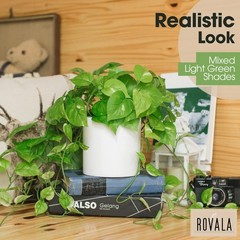 ROVALA Silk Plants for Home Decor Indoor in Pot Medium/Small, 01 Light Green
