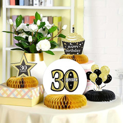 8 Pieces 30Th Birthday Decorations Honeycomb Centerpieces, Cheers to 30 Years Ho