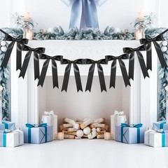 Senqiclound 2 Pack Large Bow Garland Banner, 6.7ft Pre-Strung Satin Ribbon De…