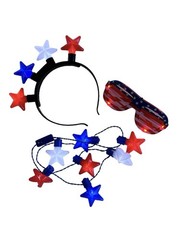 9 pieces 4th of July LED light up party supply glasses necklace headband