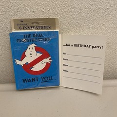 Vintage Ghostbusters 1980s Sealed Party Napkin Pack & 5 Invitations w/Envelopes