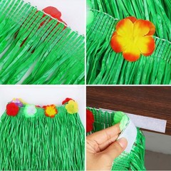 4 Pack Luau Grass Table Skirt Natural 9 Feet x 29.5 Inch Hawaiian Table Skirt