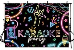 Karaoke Party Banner~Party Backdrop~ 7ft X 5ft~NEW~ FUN!