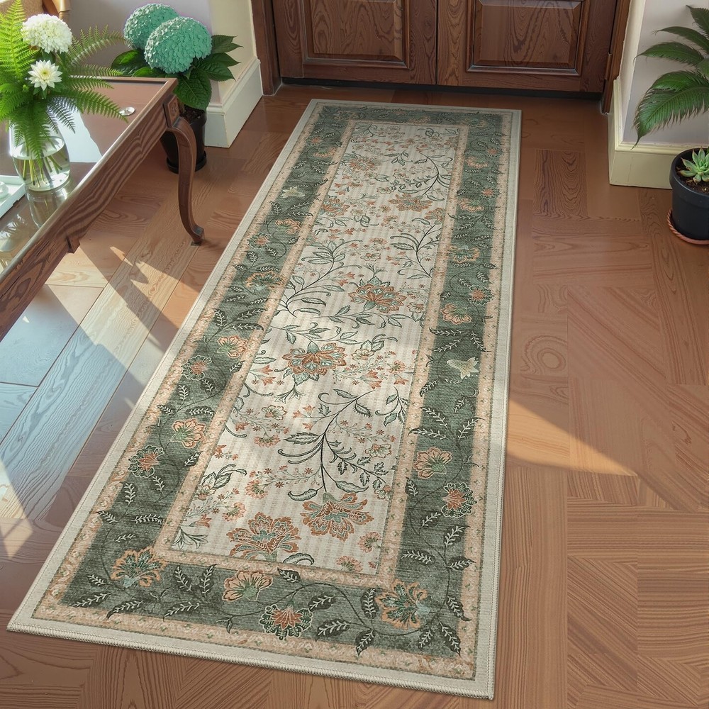 GarveeHome 2×6 Washable Runner Rug for 2′ x 6′ (Rectangular), Sage Green
