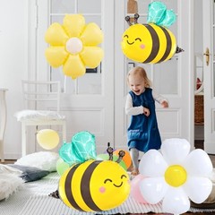 Bee Balloons and Daisy Flower Balloons – 8 Pcs Yellow and Black Bumble bee Fo…