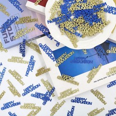 120 PCS Blue Gold Happy Graduation Confetti Class 2026 Glitter Decor Table Art