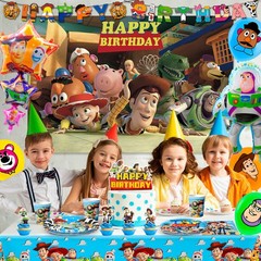 Toy Story Party Decoration Tableware Supplies Set Napkin Balloon Plates Backdrop