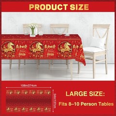 3Pcs Chinese New Year Decorations Tablecloth 2026, 108 * 54 Inch Lunar New Year