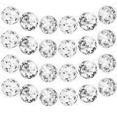 4pcs Sliver Disco Ball Party Banners 70s Disco Birthday Party Decoration Disc…