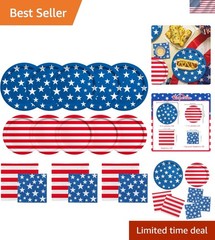 Complete Patriotic Party Set: 50 Disposable Plates & Napkins for Independence…