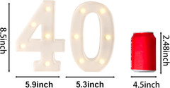 40Th Birthday Decorations Woman Man,Marquee Numbers for 40Th Wedding Anniversary