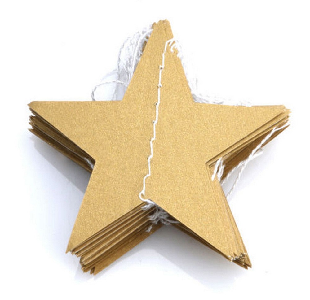 Gold Silver Paper Star Hanging Garland Decoration 13 Foot Long String (2pack)
