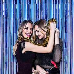2 Pack Blue Foil Fringe Backdrop 39.6″W x 98.4″L (Pack of 2) Dark Blue