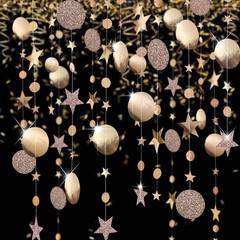 Twinkle Star Garlands Champagne Gold Party Decorations Stars Banner Ceiling Hang