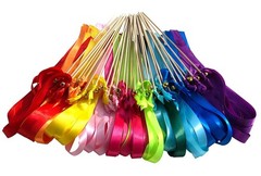 50 Pack Ribbon Wands Wedding Streamers with Bells, Silk Fairy Stick Wish Wand…
