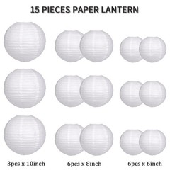 zilue Paper Lanterns Party Decorations, Round Hanging White