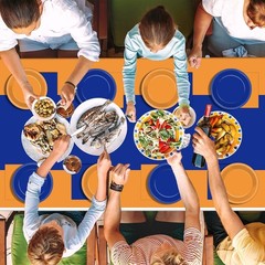 Durable Blue and Orange Party Plates & Napkins for Effortless Celebrations