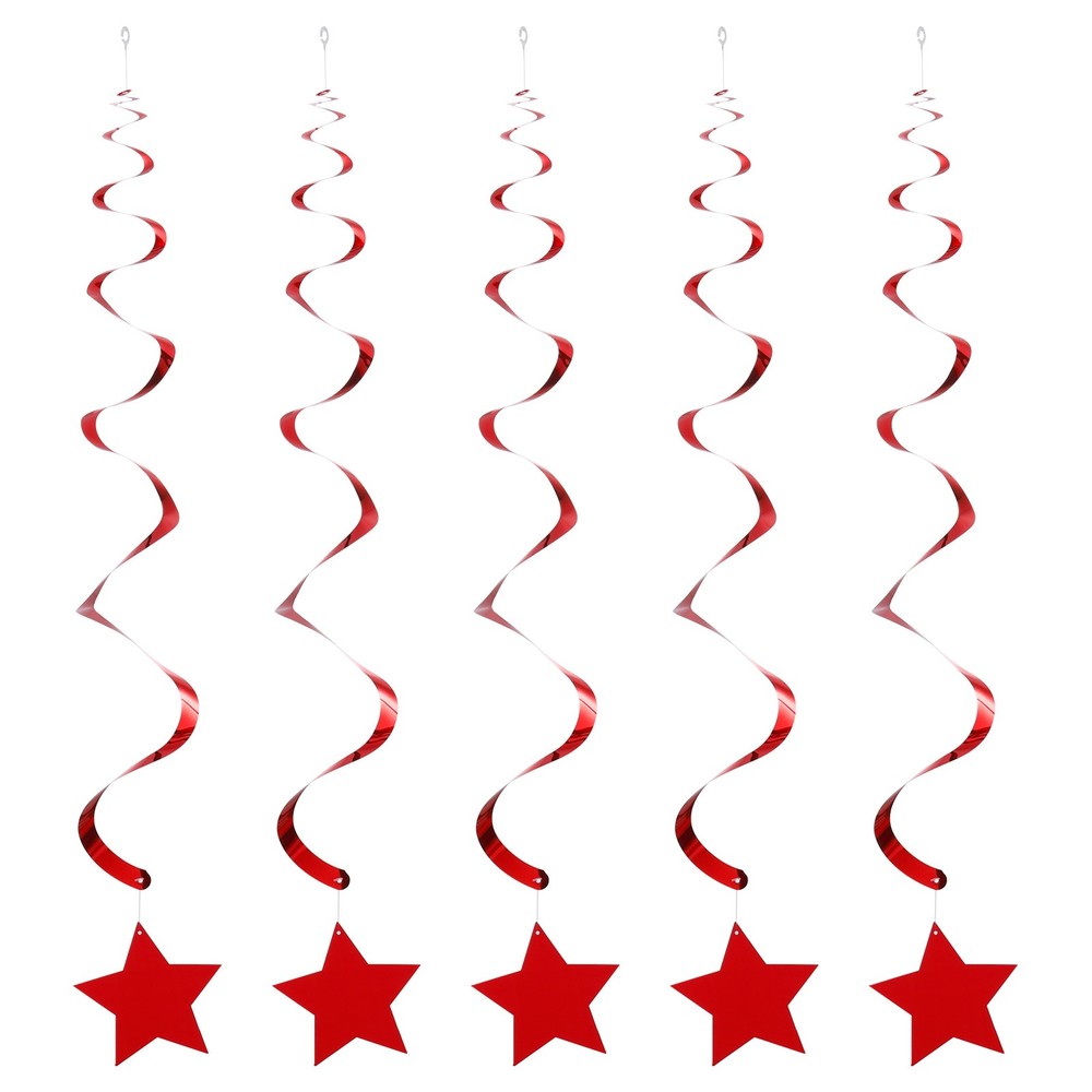 24 Set Red Stars Hanging Decorations Stars Streamers Ceiling Decorations