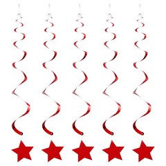 24 Set Red Stars Hanging Decorations Stars Streamers Ceiling Decorations