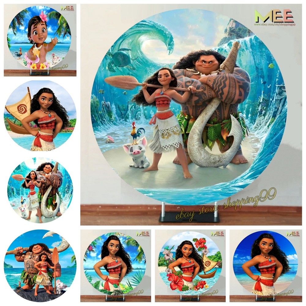 Round Popular movies Moana Backdrop Cover Birthday Party Decorations