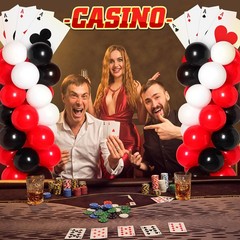 2 Sets Casino Theme Party Decoration Adjustable Poker Themed Balloon Column S…