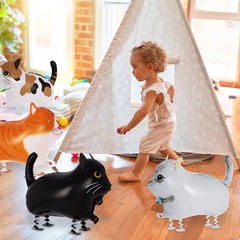 8 Pcs Walking Cat Balloons,Cat Balloons for Kids,Walking Animal Foil Mylar Ba…