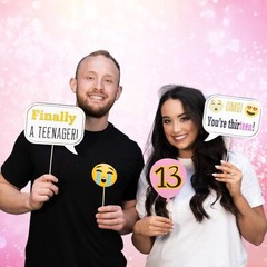 13th Birthday Photo Booth Props 41 PCS Kit 8×10″ Sign Teen Girl Party Supply