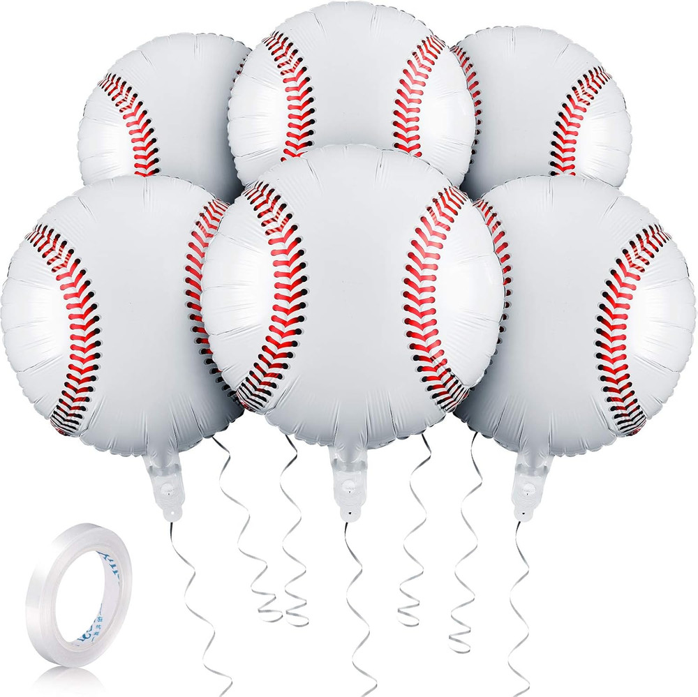 6 Pack 18 Inches Baseball Balloons Baseball Party Decorations Foil Balloons for