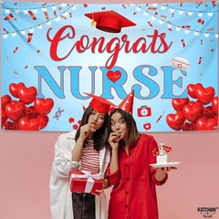 Red and Blue Congrats Nurse Banner – XtraLarge, 72×44 Inch | Graduation Banner,