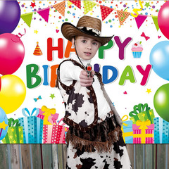 7 X 5 FT Happy Birthday Backdrop – Colorful Birthday Banner Wall Hanging, Fun