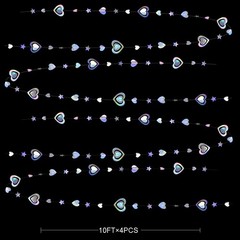 40Ft Iridescent 3D Heart Twinkle Star Garland 4 Count (Pack of 1),