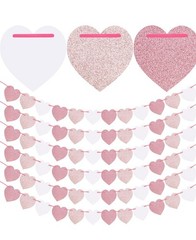 60Pcs Hanging Hearts Pink Sparkle Garland Valentines Day Anniversary Decoration