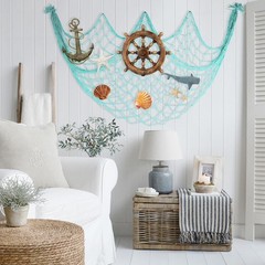 2 Pack Decoractive Fishing Net 80×40 Inch, 3mm Thickness Light Blue Natural C…