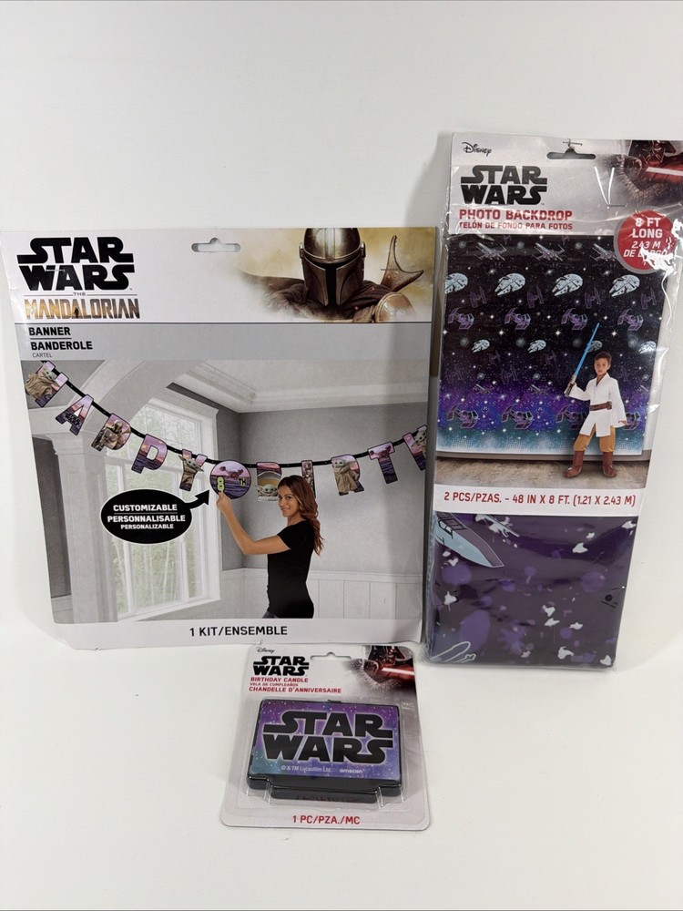 Star Wars Birthday Banner And Photo Backdrop Plus Birthday Candle