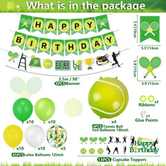 Tennis Party Decorations, Includes Tennis Happy Birthday Banner, Tennis Ballo…