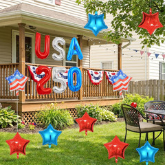 16 Pcs Fourth of July Decorations Balloons Kit, Patriotic Red White Blue USA Sta