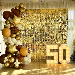 12Pcs Shimmer Wall Backdrop Sequin Panels Party Wedding Event Decor Multi-Color
