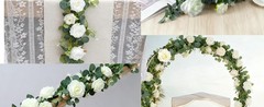 6FT Artificial Eucalyptus Garland with 14 Fake White Rose Flowers – Floral