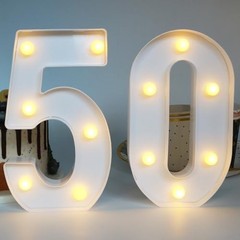 Light Up Numbers 50 Sign for Wedding Anniversary, 50th Birthday Party