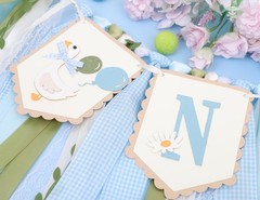 Goose High Chair Banner – Boys First Party Decorations, Blue Goose 1st Banner…