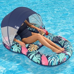 Pool Floats Adult with UPF 50+ Sunshade Canopy, Inflatable Pool Floaties Loun…