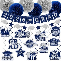 Graduation Banner Decorations,2026 Grad Banner and Congrats Grad Hanging Swir…