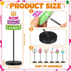 6 Pcs Colorful Birthday Party Decoration Happy Birthday Table Standing Sign Deco
