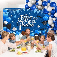 Feliz Día Del Padre Decorations Set, 110Pcs Blue Silver Balloon Arch Kit with…